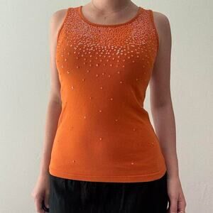 Orange sequin tank top